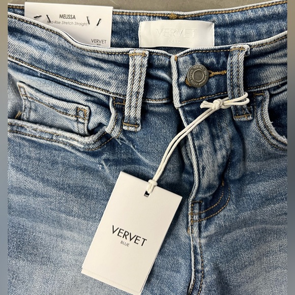 Vervet “Melissa”  Mid-Rise Stretch Straight Leg Jeans - Picture 2 of 3